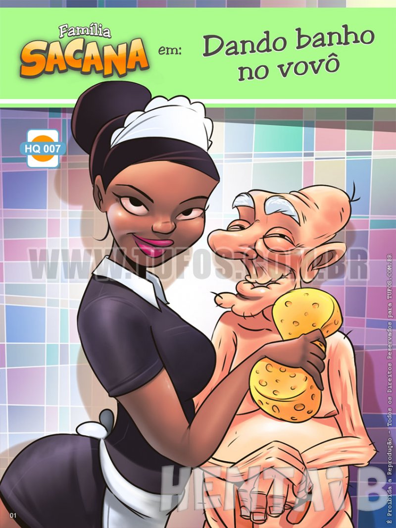 Família Sacana Em: Dando Banho No Vovô Hentai HQ
